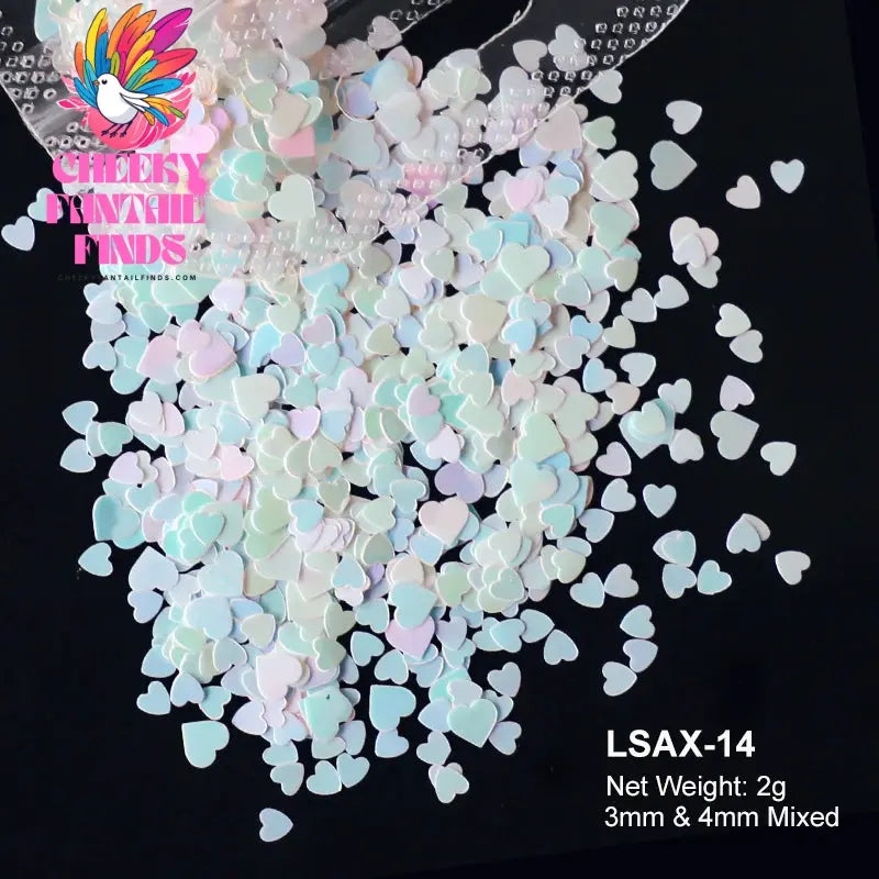 2g Holographic Nail Art Glitter Shiny Sweet Love Heart Flakes Sequins 3D Nails Paillette Manicure Valentine's Day Decorations Cheeky Fantail Finds