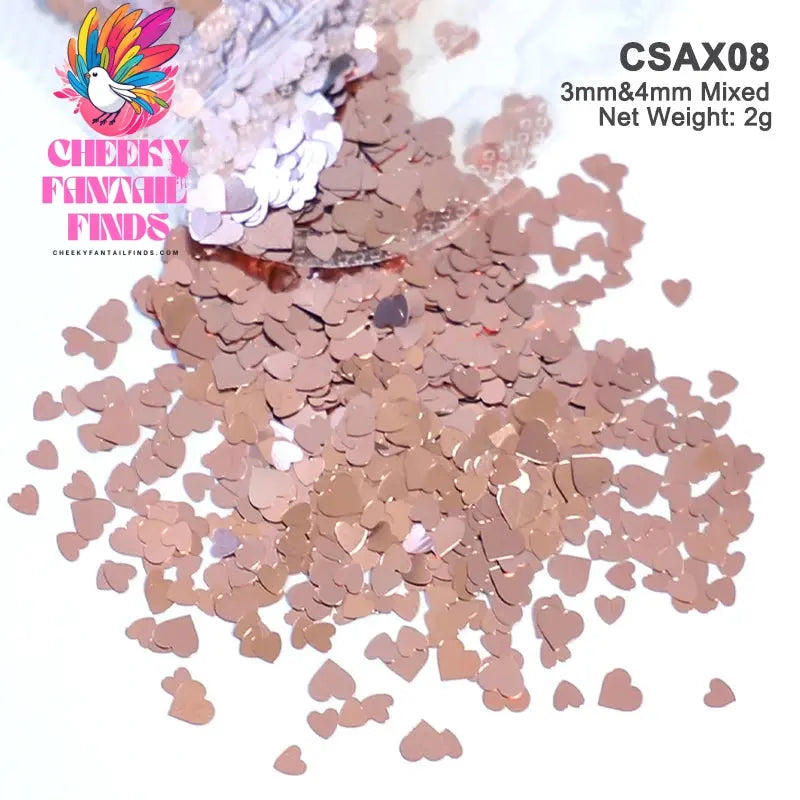 2g Holographic Nail Art Glitter Shiny Sweet Love Heart Flakes Sequins 3D Nails Paillette Manicure Valentine's Day Decorations Cheeky Fantail Finds