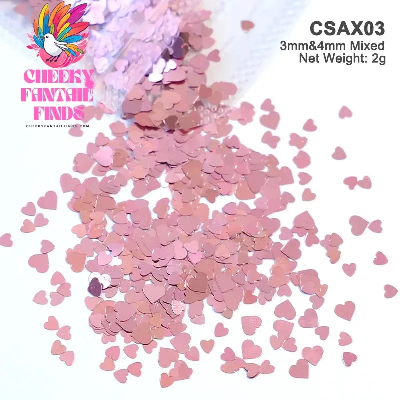 2g Holographic Nail Art Glitter Shiny Sweet Love Heart Flakes Sequins 3D Nails Paillette Manicure Valentine's Day Decorations Cheeky Fantail Finds