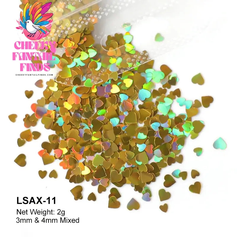 2g Holographic Nail Art Glitter Shiny Sweet Love Heart Flakes Sequins 3D Nails Paillette Manicure Valentine's Day Decorations Cheeky Fantail Finds