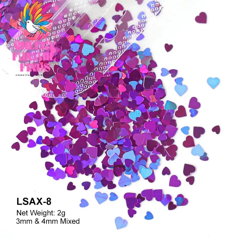 2g Holographic Nail Art Glitter Shiny Sweet Love Heart Flakes Sequins 3D Nails Paillette Manicure Valentine's Day Decorations Cheeky Fantail Finds