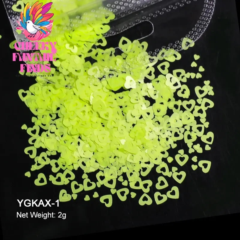 2g Holographic Nail Art Glitter Shiny Sweet Love Heart Flakes Sequins 3D Nails Paillette Manicure Valentine's Day Decorations Cheeky Fantail Finds