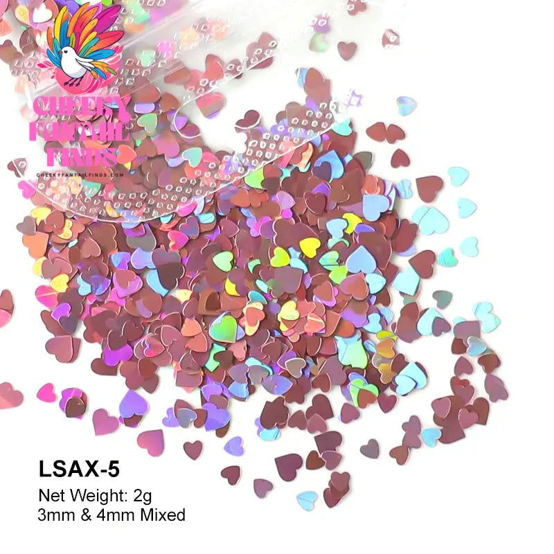 2g Holographic Nail Art Glitter Shiny Sweet Love Heart Flakes Sequins 3D Nails Paillette Manicure Valentine's Day Decorations Cheeky Fantail Finds