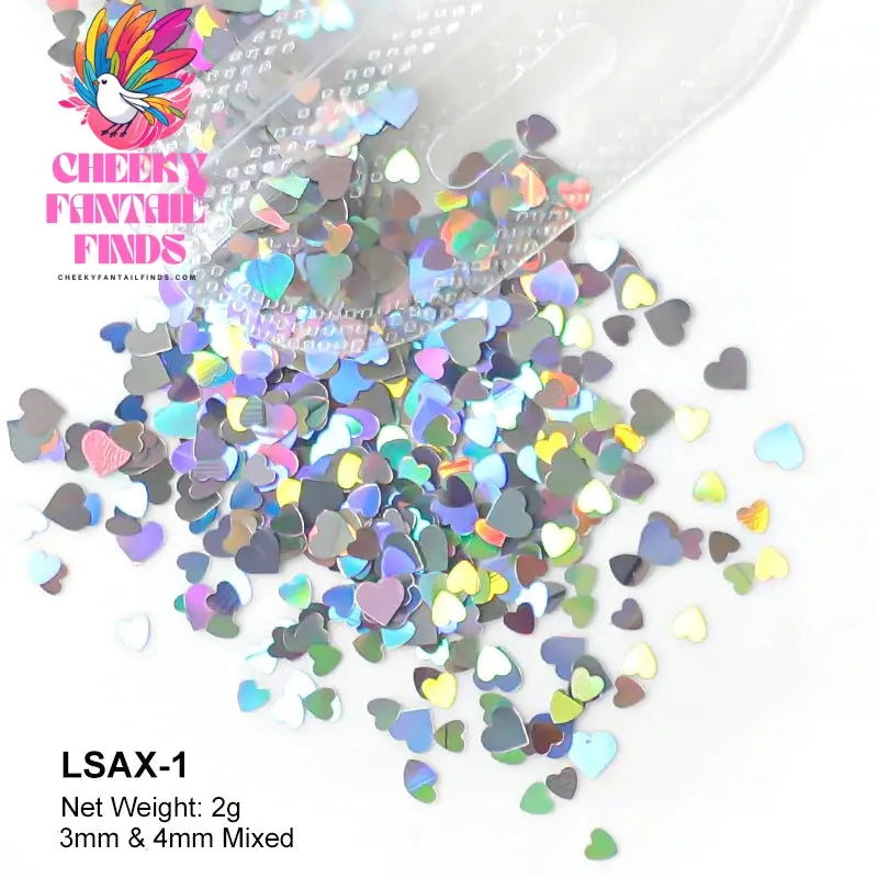 2g Holographic Nail Art Glitter Shiny Sweet Love Heart Flakes Sequins 3D Nails Paillette Manicure Valentine's Day Decorations Cheeky Fantail Finds