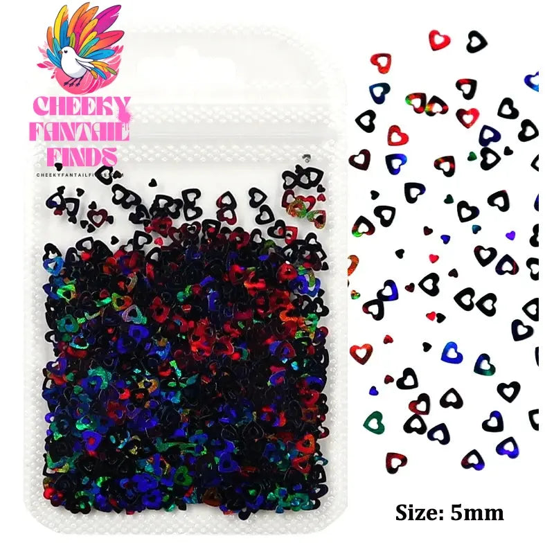 2g Holographic Nail Art Glitter Shiny Sweet Love Heart Flakes Sequins 3D Nails Paillette Manicure Valentine's Day Decorations Cheeky Fantail Finds