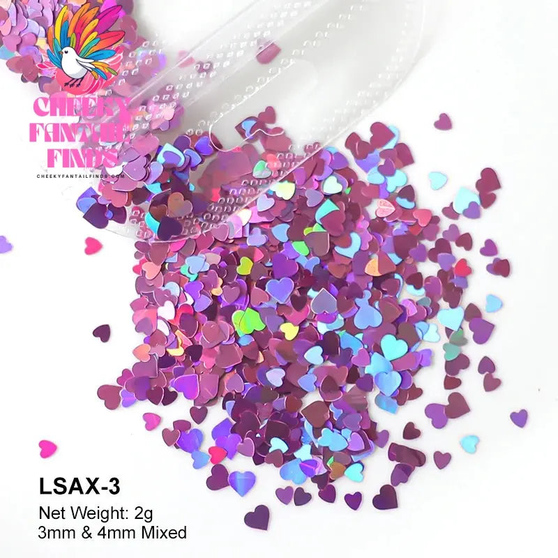 2g Holographic Nail Art Glitter Shiny Sweet Love Heart Flakes Sequins 3D Nails Paillette Manicure Valentine's Day Decorations Cheeky Fantail Finds