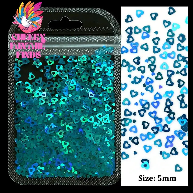 2g Holographic Nail Art Glitter Shiny Sweet Love Heart Flakes Sequins 3D Nails Paillette Manicure Valentine's Day Decorations Cheeky Fantail Finds