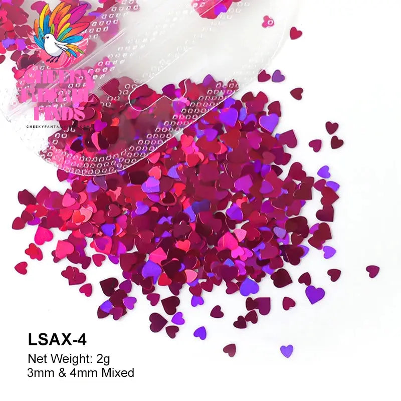 2g Holographic Nail Art Glitter Shiny Sweet Love Heart Flakes Sequins 3D Nails Paillette Manicure Valentine's Day Decorations Cheeky Fantail Finds