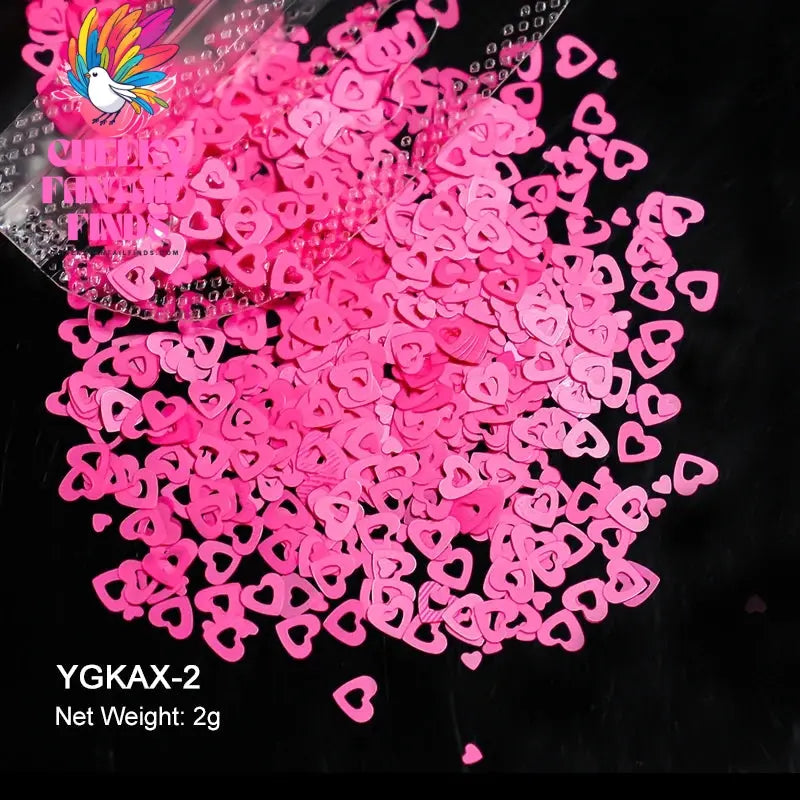 2g Holographic Nail Art Glitter Shiny Sweet Love Heart Flakes Sequins 3D Nails Paillette Manicure Valentine's Day Decorations Cheeky Fantail Finds