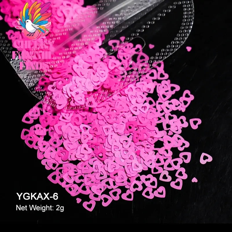 2g Holographic Nail Art Glitter Shiny Sweet Love Heart Flakes Sequins 3D Nails Paillette Manicure Valentine's Day Decorations Cheeky Fantail Finds