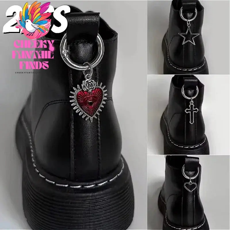 2pcs Metal Hollow Stars Hearts Pendant Boots Shoes Buckles Boots Decoration Party Pendant Fashion Shoe Accessories Shoe Charms Cheeky Fantail Finds