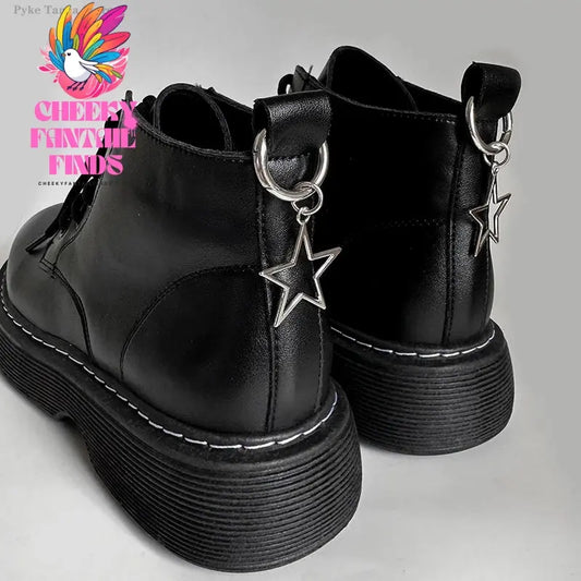 2pcs Metal Hollow Stars Silver Hearts Pendant Boots Shoes Buckles Decoration Party Jewelry Diy Snap Hook Women Shoes Accessories Cheeky Fantail Finds