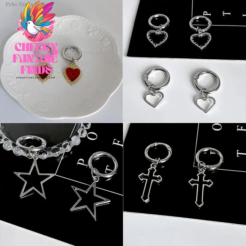 2pcs Metal Hollow Stars Silver Hearts Pendant Boots Shoes Buckles Decoration Party Jewelry Diy Snap Hook Women Shoes Accessories Cheeky Fantail Finds