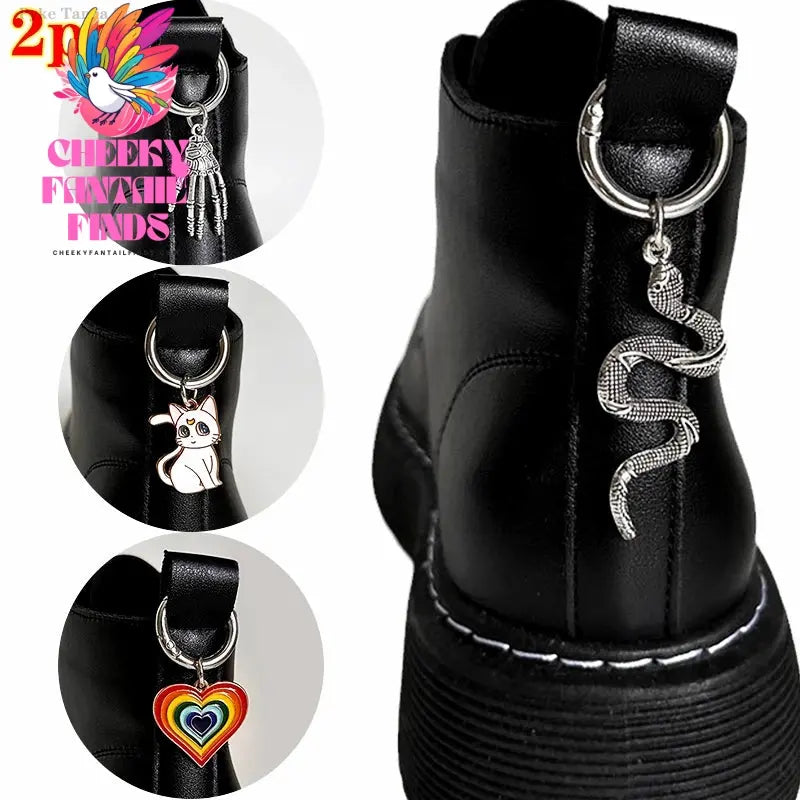 2pcs Shoes Accessories Skull Hand Metal Snake Boots Shoe Hoes Buckles Heel Decoration Pendant Women Party Cool Fashion Jewelry Cheeky Fantail Finds