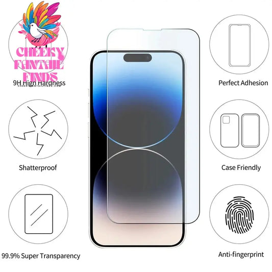 3/5PCS Glass Screen Protector Phone Case for IPhone 12 11 13 14 15 16 Pro Max Mini XS XR X 8 Plus 14Pro 13Pro IPones Front Cover Cheeky Fantail Finds