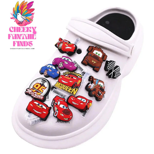 3 Pack Cartoon Movie Cars PVC Shoe Charms Larry Designer Sandal Upper Decorations Accessories Lightning McQueen Clog Pin Buckle Cheeky Fantail Finds