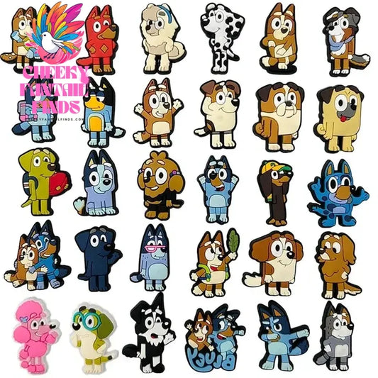 30Pcs Bluey Family Shoe Charms for Cave Shoes Diy Decorations Accessories for Sandals Decorate Boy Girls Birthday Gifts Cheeky Fantail Finds