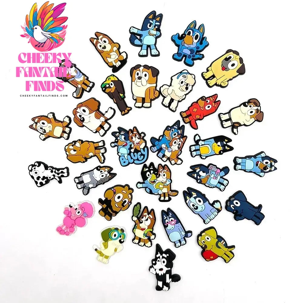 30Pcs Bluey Family Shoe Charms for Cave Shoes Diy Decorations Accessories for Sandals Decorate Boy Girls Birthday Gifts Cheeky Fantail Finds