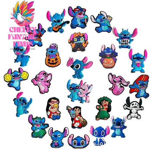 30pcs Cute Cartoon Lilo & Stitch Kawaii Shoe Charms for Clogs Sandals decorations Accessories Shoe bucket - Cheeky Fantail Finds