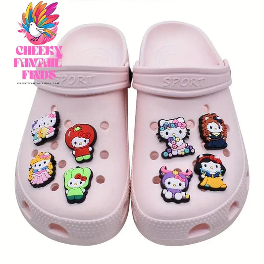30pcs Hello Kitty Series Shoe Charms for Clogs Bubble Slides Sandals PVC Shoe Decorations Buckle Accessories for Kid Women Cheeky Fantail Finds