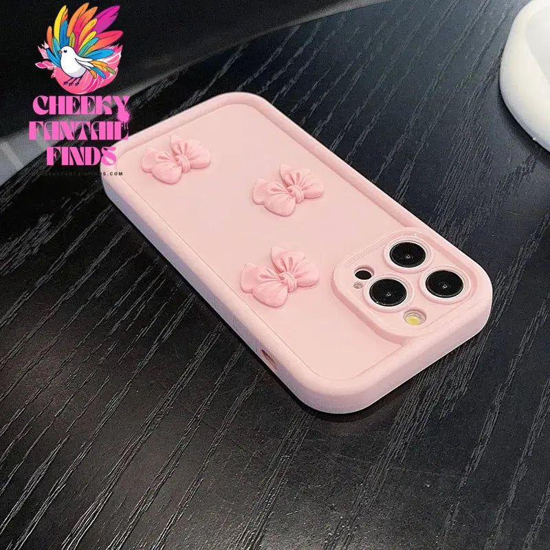 3D Pink Cute Butterfly Silicone Soft Phone Case For iPhone 16 15 14 13 12 11 Pro Max XS XR X 7 8 Plus SE Shockproof Candy Cover Cheeky Fantail Finds