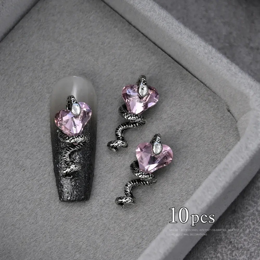 3D Pink/Red Lips Love Valentine Nail Charms Sweet Lover Heart Alloy Design Jewelry Nails Art Manicure Decoration Accessories Cheeky Fantail Finds