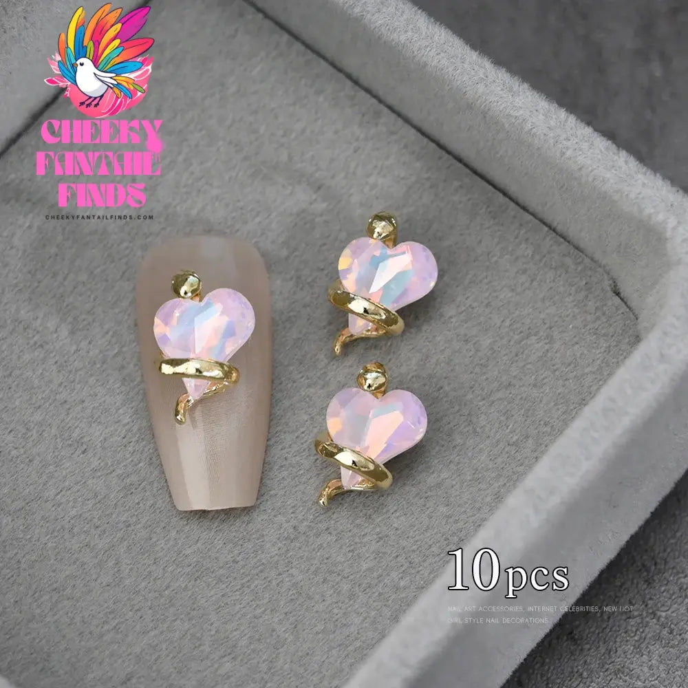 3D Pink/Red Lips Love Valentine Nail Charms Sweet Lover Heart Alloy Design Jewelry Nails Art Manicure Decoration Accessories Cheeky Fantail Finds