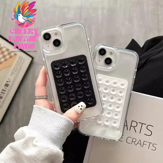 3D Suction Cup Case For iPhone 15 11 12 Pro Max XR X XS 7 8 Plus SE 2020 Case For iPhone 14 13 Pro XS Max Transparent Fundas Cheeky Fantail Finds