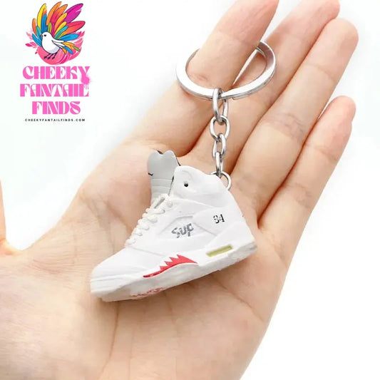 3D shoe keychain white cement blue stereo sneakers pendant four generation model bag jewelry pendant, children's Creative gifts Cheeky Fantail Finds