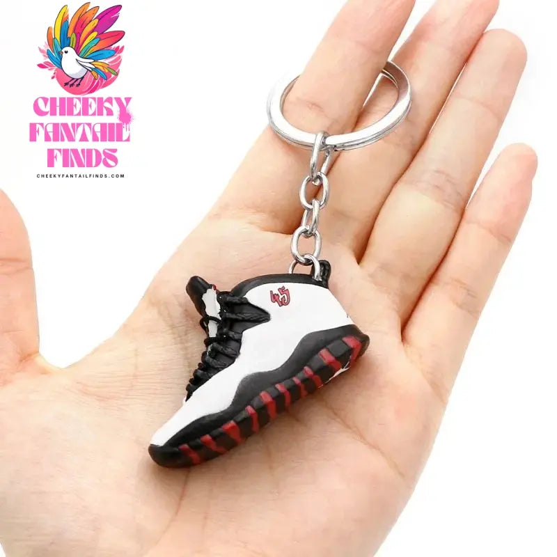 3D shoe keychain white cement blue stereo sneakers pendant four generation model bag jewelry pendant, children's Creative gifts Cheeky Fantail Finds