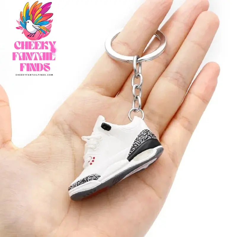 3D shoe keychain white cement blue stereo sneakers pendant four generation model bag jewelry pendant, children's Creative gifts Cheeky Fantail Finds