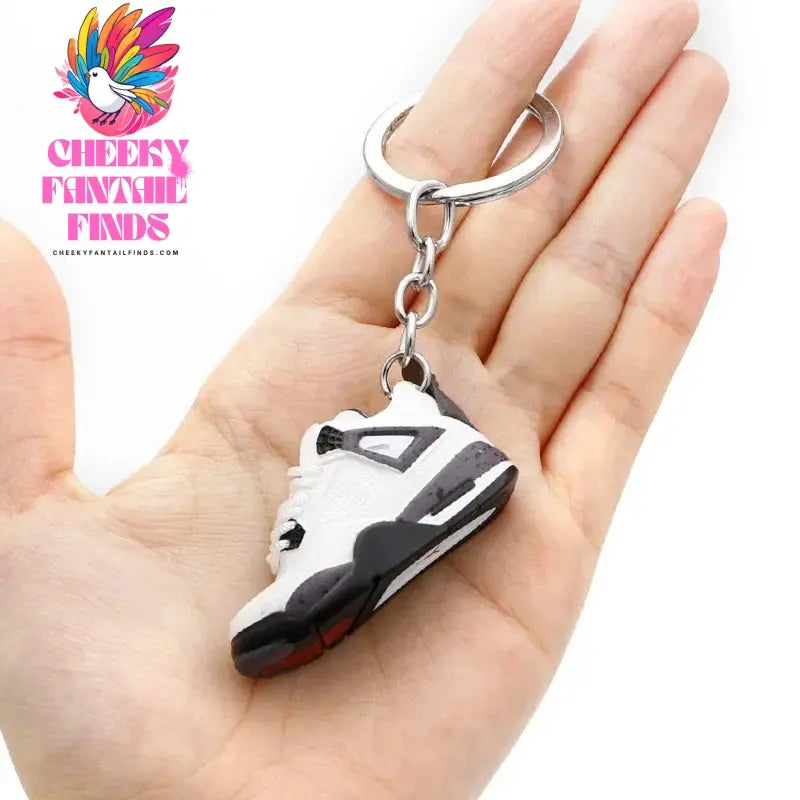 3D shoe keychain white cement blue stereo sneakers pendant four generation model bag jewelry pendant, children's Creative gifts Cheeky Fantail Finds