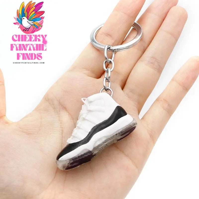3D shoe keychain white cement blue stereo sneakers pendant four generation model bag jewelry pendant, children's Creative gifts Cheeky Fantail Finds