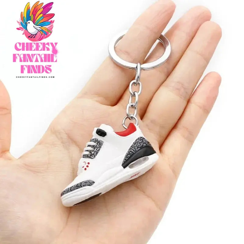 3D shoe keychain white cement blue stereo sneakers pendant four generation model bag jewelry pendant, children's Creative gifts Cheeky Fantail Finds