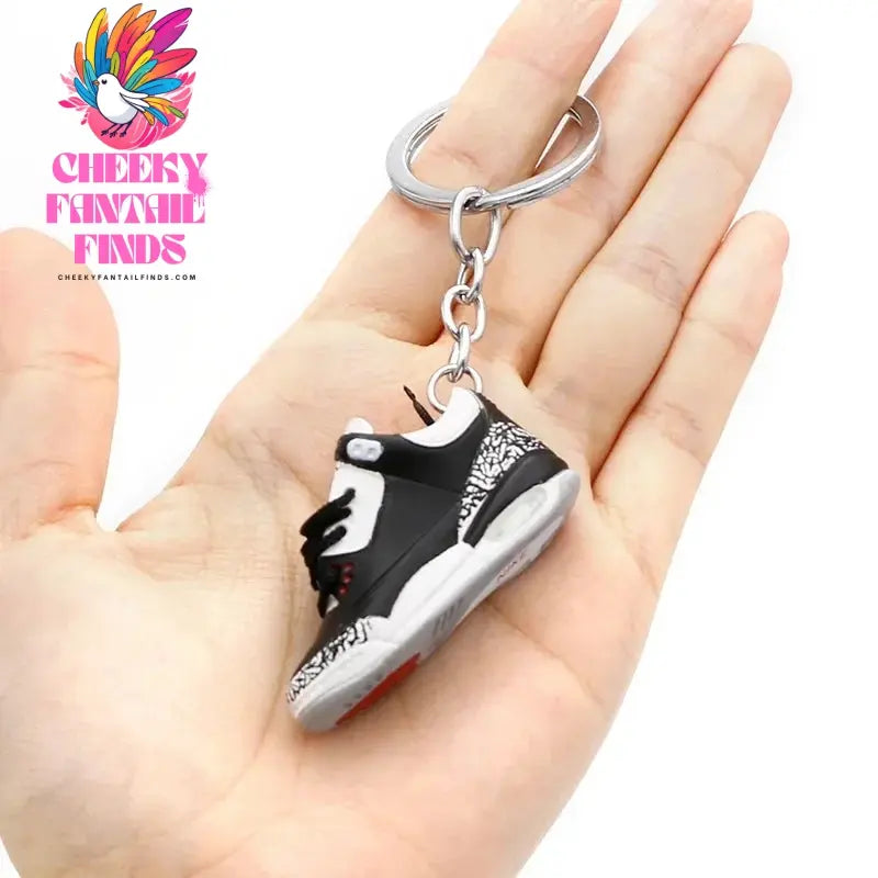 3D shoe keychain white cement blue stereo sneakers pendant four generation model bag jewelry pendant, children's Creative gifts Cheeky Fantail Finds