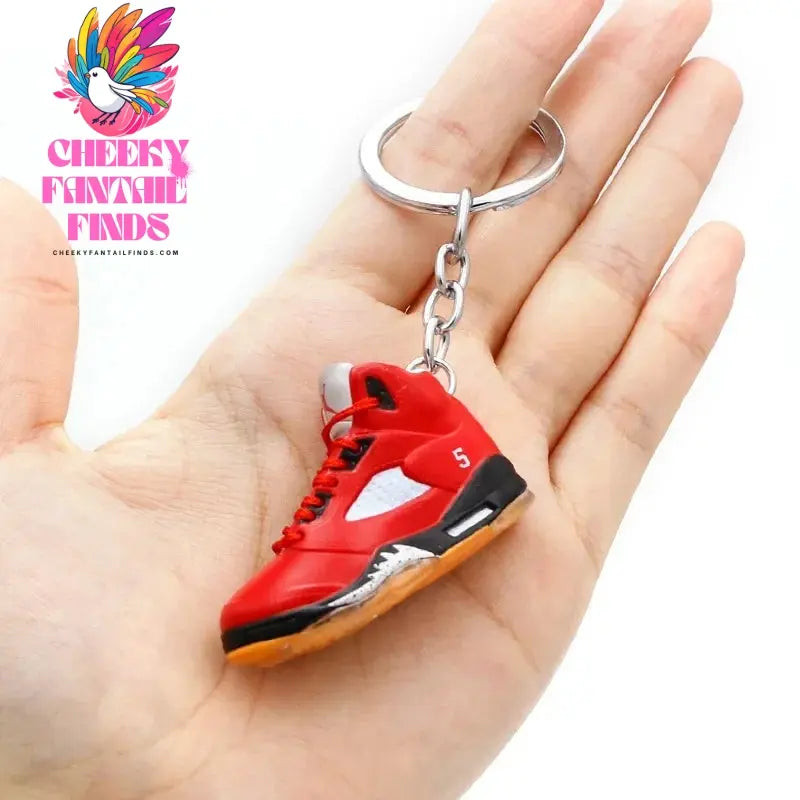 3D shoe keychain white cement blue stereo sneakers pendant four generation model bag jewelry pendant, children's Creative gifts Cheeky Fantail Finds
