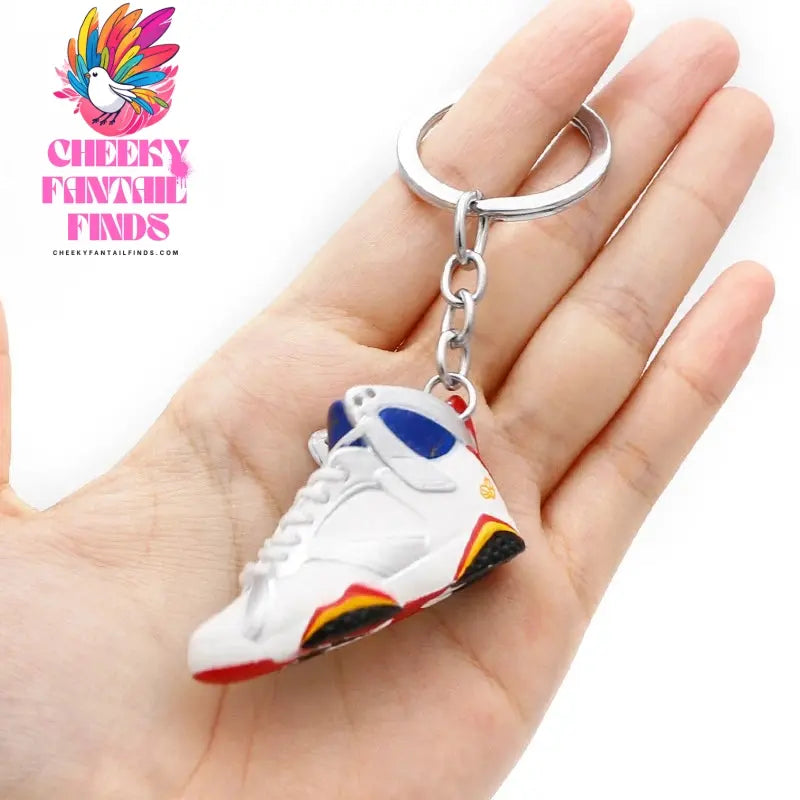 3D shoe keychain white cement blue stereo sneakers pendant four generation model bag jewelry pendant, children's Creative gifts Cheeky Fantail Finds