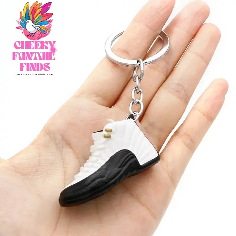 3D shoe keychain white cement blue stereo sneakers pendant four generation model bag jewelry pendant, children's Creative gifts Cheeky Fantail Finds