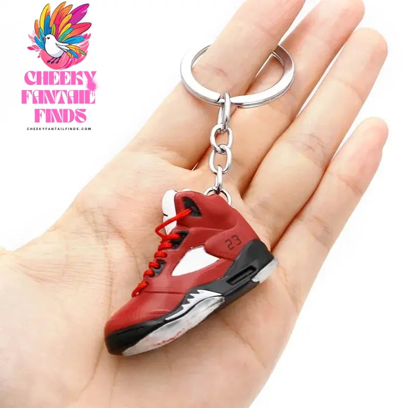 3D shoe keychain white cement blue stereo sneakers pendant four generation model bag jewelry pendant, children's Creative gifts Cheeky Fantail Finds