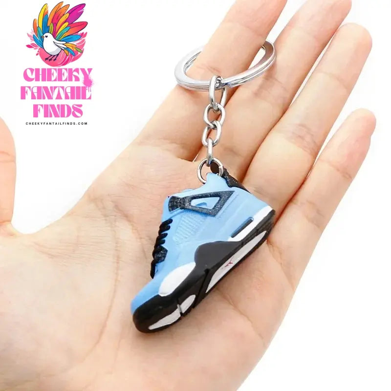 3D shoe keychain white cement blue stereo sneakers pendant four generation model bag jewelry pendant, children's Creative gifts Cheeky Fantail Finds
