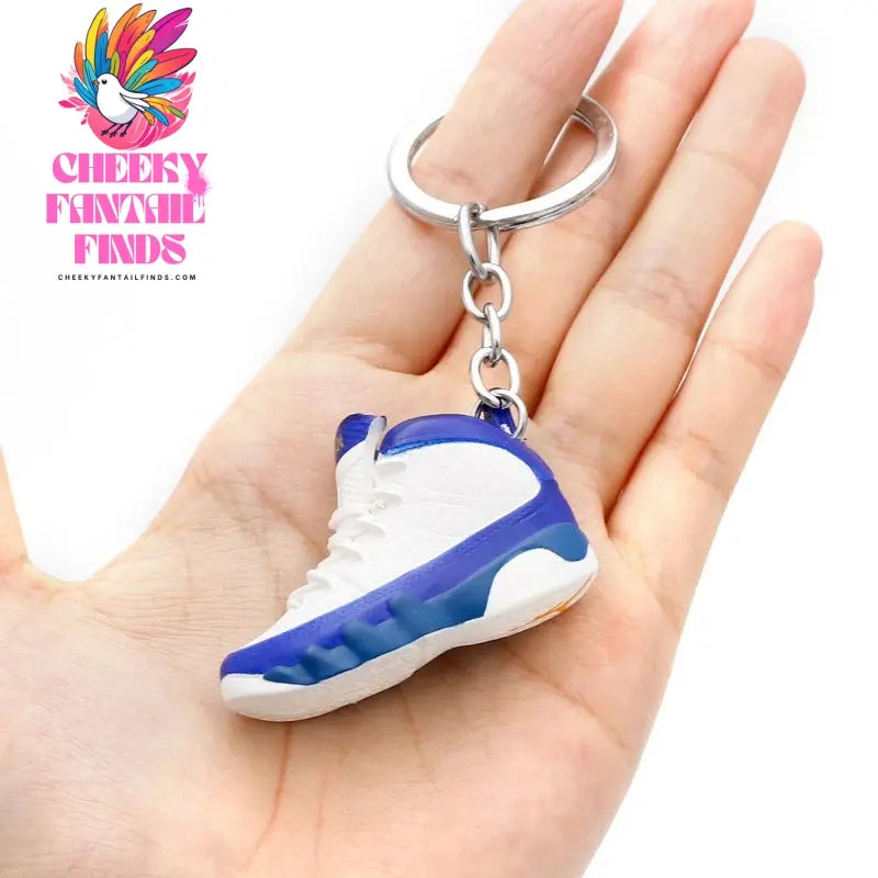 3D shoe keychain white cement blue stereo sneakers pendant four generation model bag jewelry pendant, children's Creative gifts Cheeky Fantail Finds