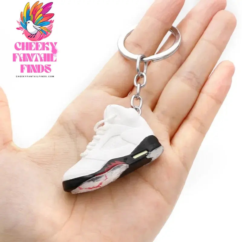3D shoe keychain white cement blue stereo sneakers pendant four generation model bag jewelry pendant, children's Creative gifts Cheeky Fantail Finds