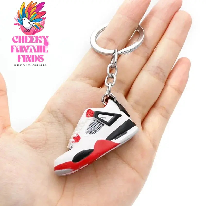 3D shoe keychain white cement blue stereo sneakers pendant four generation model bag jewelry pendant, children's Creative gifts Cheeky Fantail Finds