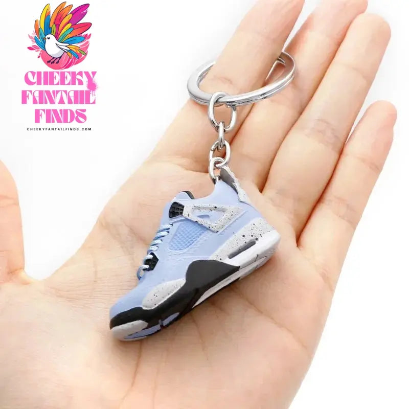 3D shoe keychain white cement blue stereo sneakers pendant four generation model bag jewelry pendant, children's Creative gifts Cheeky Fantail Finds