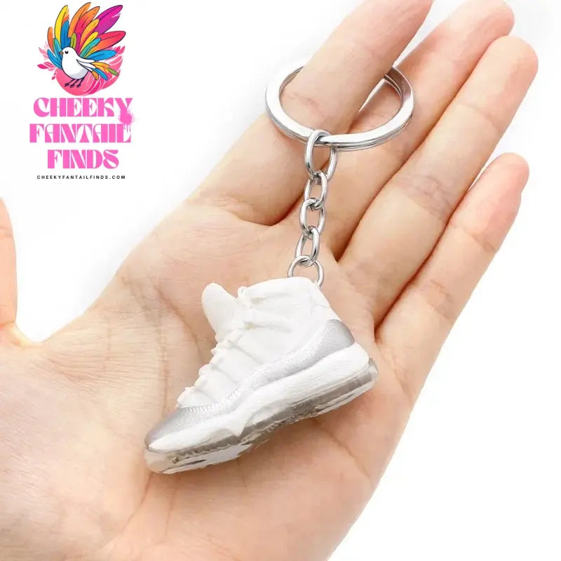 3D shoe keychain white cement blue stereo sneakers pendant four generation model bag jewelry pendant, children's Creative gifts Cheeky Fantail Finds