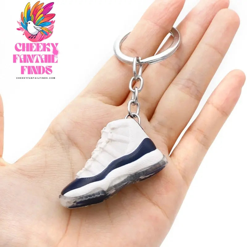 3D shoe keychain white cement blue stereo sneakers pendant four generation model bag jewelry pendant, children's Creative gifts Cheeky Fantail Finds
