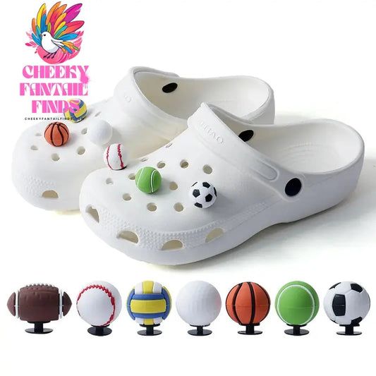 3D stereoscopic basketball soccor vallyball football golf ball shoe buckle charms accessories decorations for sandals clog DIY Cheeky Fantail Finds