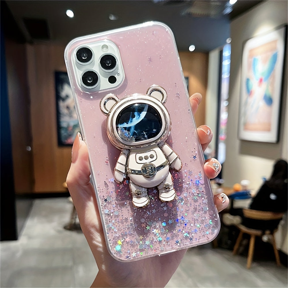 Quicksand Astronaut Bear Bracket Drop Glue Glitter For Phone Case