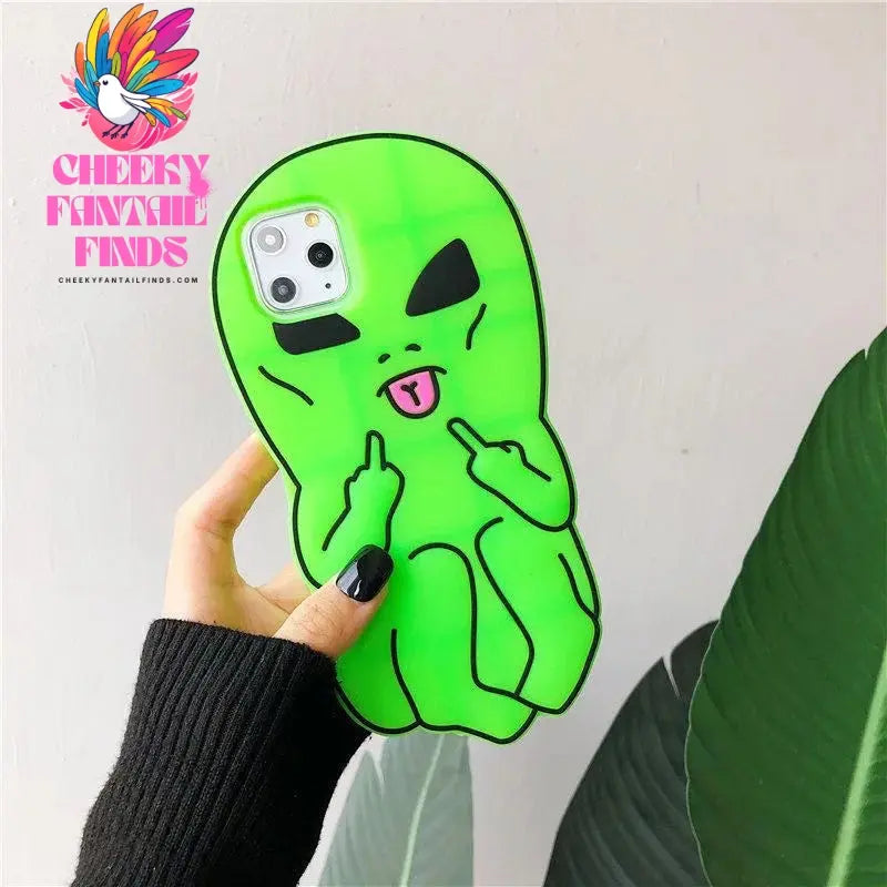3d Cartoon Green Alien Expression Suitable For Iphone 11 12 13 14 15 Pro Max Phone Case Minimum Model Iphone X Xs Phone Back Cov Cheeky Fantail Finds