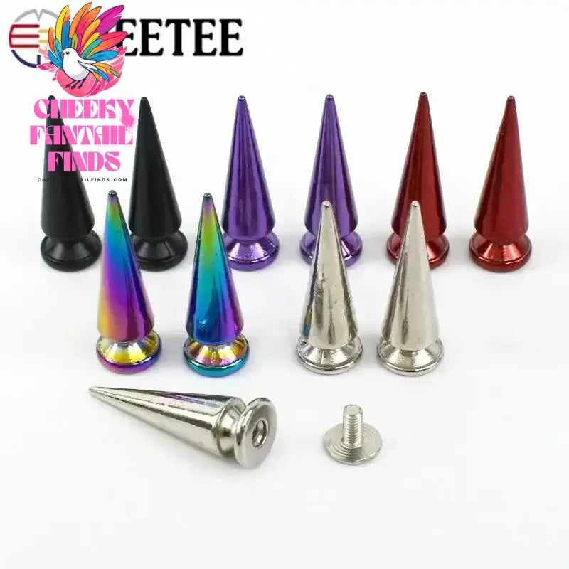 5/10/20Pcs Metal Punk Rivets Bag Purses Cone Studs Spikes Nails Garment Shoes Decor Screw Buttons DIY Leather Crafts Accessories Cheeky Fantail Finds
